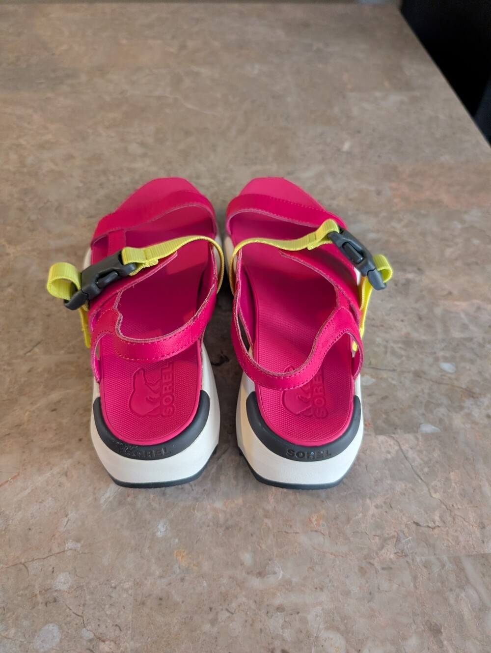 Sorel Kinetic Impact Sling Leather Sandals Pink Yellow Sandals Women's Size 7.5 - Picture 5 of 12